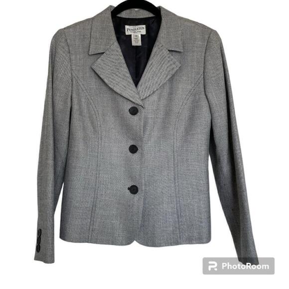 Pendleton Wool Silk Blend Grey Blazer Suit Jacket | 8 - Picture 3 of 8